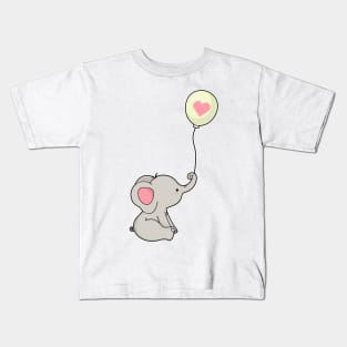 Elephant & Balloon with Heart Kids T-Shirt